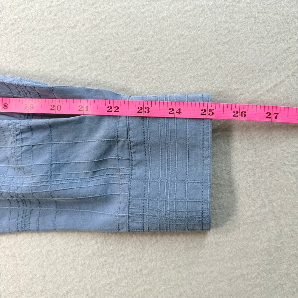 Tommy Bahama Blue Textured 100% Silk Button Down Sz L Nautical Resortwear Grid - Picture 8 of 10